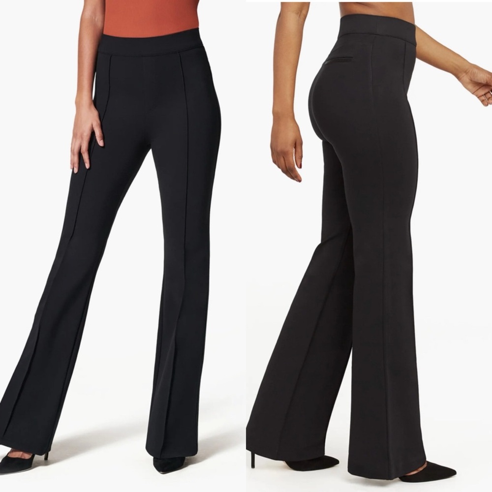 Spanx XL Petite SPANXsmooth PerfectFit Ponte Flare Pants Black Career Office